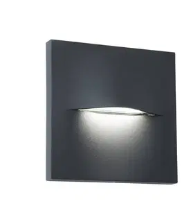 Vonkajšie nástenné svietidlá Viokef Vonkajšie nástenné svietidlo LED Vita, tmavosivá farba, 14 x 14 cm