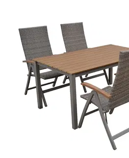 Stolčeky Záhradný ratanový stôl CALVIN 150x90 cm (hnedá)