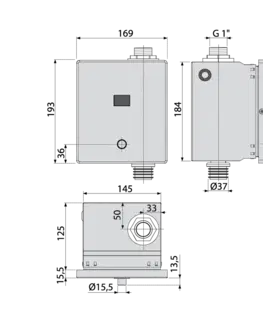 Pisoáre Alcadrain Automatický splachovač WC s manuálnym ovládaním, kov, 12 V (napájanie zo siete) ASP3-KT ASP3-KT