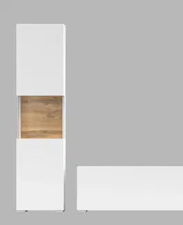Obývacie steny EMMA 09 moderný set skrinka + tv stolík biela/ dub wotan