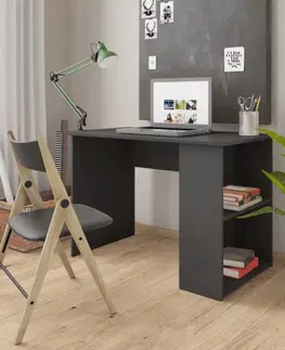 Pracovné stoly Písací stôl s policami 110x60 cm Dekorhome Čierna