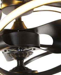 Stropne ventilatory Dizajnový stropný ventilátor čierny s diaľkovým ovládaním vrátane LED - Kauv