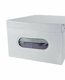 Úložné boxy Compactor Skladacia úložná krabica s vekom SMART, 50 x 42 x 28 cm, biela