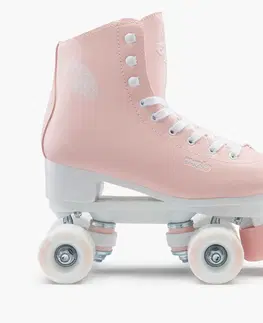 korčule Dvojradové korčule Quad 100 na kolieskové krasokorčuľovanie ružové