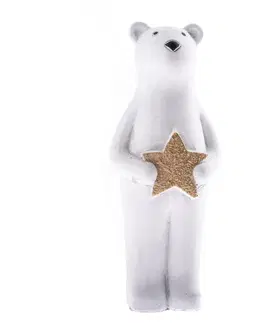 Vianočné dekorácie Betónový medveď s hviezdou, 20 cm
