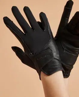 rukavice Klasické jazdecké rukavice kožené čierne