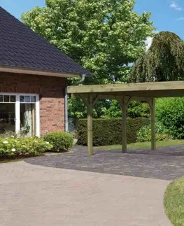Záhradné domčeky Drevený prístrešok / carport CLASSIC 1B s plechmi Lanitplast