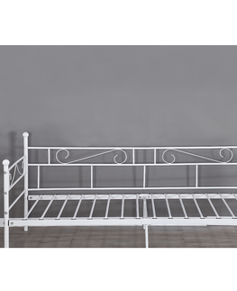 Postele KONDELA Rozali kovová jednolôžková posteľ s roštom 90x200 cm biela