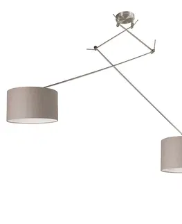 Zavesne lampy Závesné svietidlo oceľové s tienidlom 35 cm nastaviteľné taupe - Blitz II