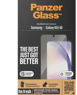 Ochranné fólie pre mobilné telefóny Ochranné sklo PanzerGlass Re:fresh UWF s aplikátorom pre Samsung Galaxy A55 5G, čierne 7358