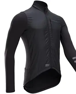 dresy Pánsky dres RC 500 Shield na cestnú cyklistiku s dlhým rukávom čierny