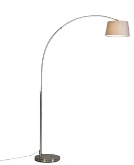 Oblúkové lampy Moderná oceľová oblúková lampa so sivým látkovým tienidlom - Arc Basic