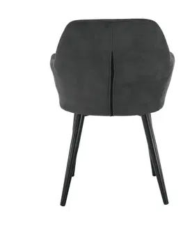 Stoličky Dizajnové kreslo, látka s efektom brúsenej kože, sivá/čierna, LACEY