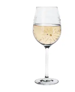 Poháre TEMPO-KONDELA SNOWFLAKE VINO, poháre na víno, set 4 ks, s kryštálmi, 450 ml