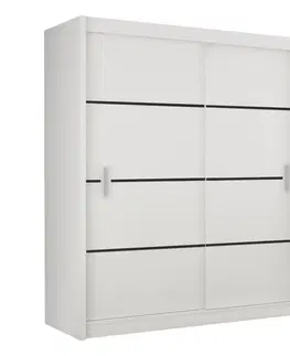 Šatníkové skrine Skriňa s posúvacími dverami, biela/čierna, MERINA 203