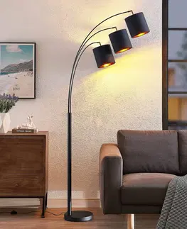 Stojacie lampy do obývačky Lindby Lindby Nanika stojaca lampa, čierna/zlatá