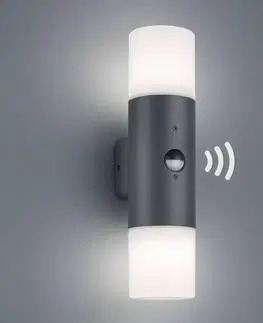 Vonkajšie nástenné svietidlá so senzorom Trio Lighting Vonkajšie svietidlo Hoosic 2pl antracit snímač