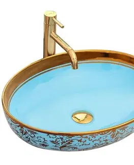 Sanitárna keramika Umývadlo na dosku Margot Blue/Gold