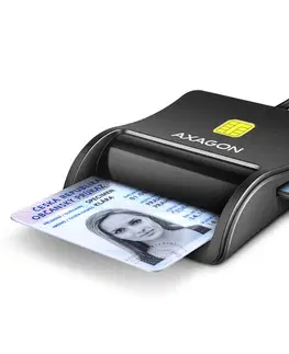 Čítačky pamäťových kariet AXAGON CRE-SM3SD USB Smart card & SD/microSD/SIM card FlatReader