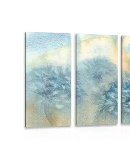 Obrazy kvetov 5-dielny obraz modrá púpava v akvarelovom prevedení