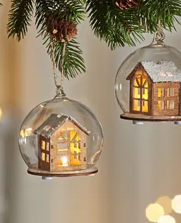 Drobné dekorácie a doplnky LED sklenená dekorácia "Drevený dom"