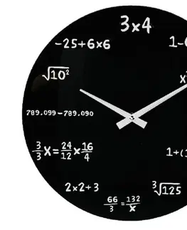 Hodiny Matematické hodiny sklenené 35cm