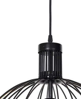 Zavesne lampy Dizajnové závesné svietidlo čierne 40 cm - Wire Dos