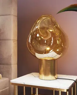 Lampy na nočný stolík KARE Stolová lampa KARE Dough so skleneným tienidlom, zlatá