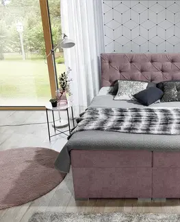 Postele NABBI Beneto 160 čalúnená manželská posteľ s úložným priestorom ružová (Omega 91)