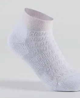 bedminton Detské športové ponožky RS 160 stredne vysoké 3 páry pastelové biele