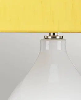 Stolové lampy Elstead Textilná stolová lampa Isla leštený nikel/žltá