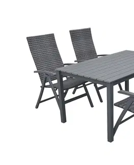 Stolčeky Záhradný ratanový stôl CALVIN 150x90 cm (sivá)