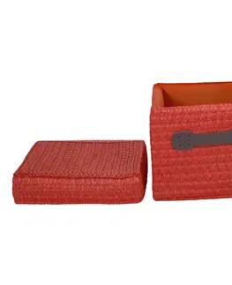 Úložné boxy TEMPO-KONDELA IBERIS, úložné boxy, set 4 ks, oranžová/olivová/zelená/hnedá