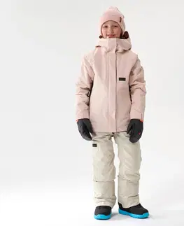 bundy a vesty Detská bunda SNB 500 na snowboard a lyžovanie bledoružová