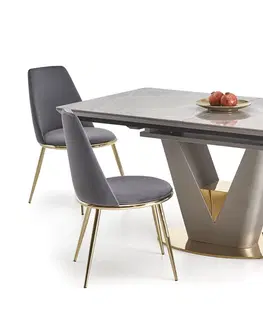 Jedálenské stoly HALMAR Valentino rozkladací jedálenský stôl svetlosivá / zlatá