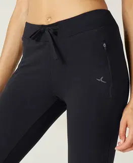 nohavice Dámske nohavice na fitness Slim 520 čierne