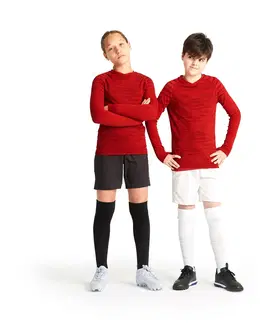 ragby Detské futbalové spodné tričko Keepdry 500 s dlhým rukávom červené