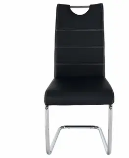 Stoličky Jedálenská stolička, čierna/svetlé šitie, ABIRA NEW