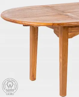 Stolčeky DEOKORK Záhradný teakový stôl ELEGANTE 130/180x120 cm