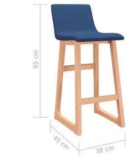 Barové stoličky Barové stoličky 2 ks látka / buk Dekorhome Modrá