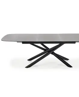 Stoly v podkrovnom štýle Rozkladací stôl Capello 180/240x95cm Sklo/Oceľ – Tmavé Popolavý/Čierna