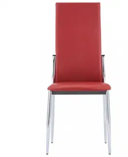 Jedálenské stoličky a kreslá Jedálenská stolička 2 ks umelá koža Dekorhome Červená