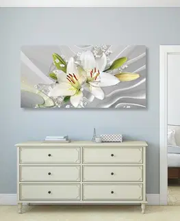 Obrazy kvetov Obraz biela ľalia na zaujímavom pozadí