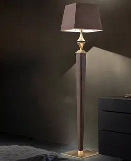 Stojacie lampy Masiero Stojaca lampa Darshan s hnedým koženým krytom