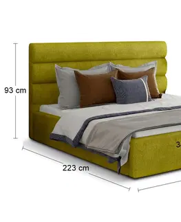 Postele NABBI Casos 160 čalúnená manželská posteľ s roštom žltá