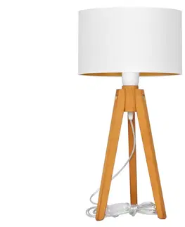 Lampy  Stolná lampa ALBA 1xE27/60W/230V biela/zlatá/dub 