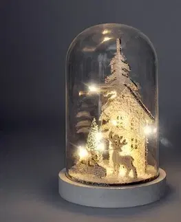 Vianočné dekorácie Solight LED vianočný Zasnežený domček, biela, 18 cm, 10x LED, 2x AA
