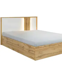 Dvojlôžkové postele Posteľ Wood 31 160x200 bez úložného priestoru biela/wotan