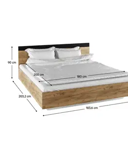 Spálňové zostavy Spálňový komplet (posteľ 180x200 cm), dub artisan/antracit, MATISA