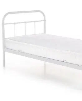 Postele HALMAR Linda 90 kovová jednolôžková posteľ s roštom biela